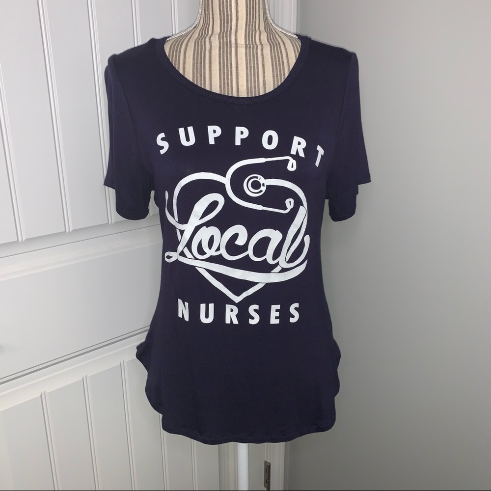 Above & Beyond Support Local Nurses Navy Blue Top